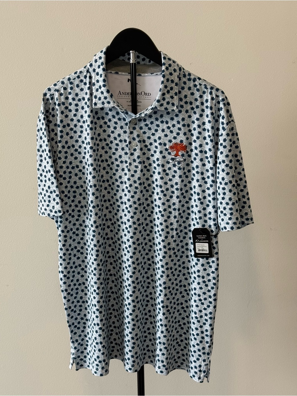 Anderson Ord Arroyo Polo Men’s L /XL White Skyway Navy Kiawah